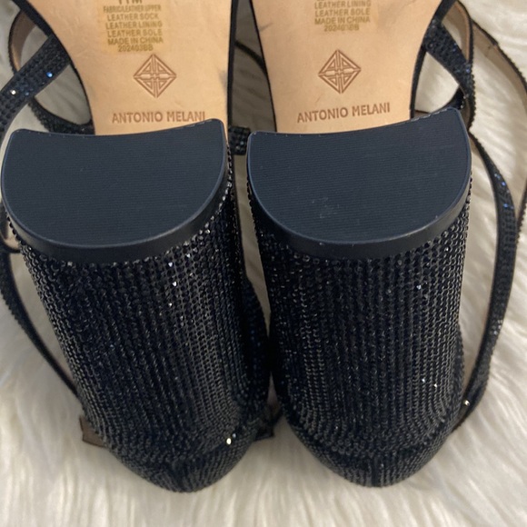 ANTONIO MELANI SANDALS SIZE 11 BNWOT LEATHER SOLE COLOR BLACK HEEL 4” STABLE - Picture 10 of 16